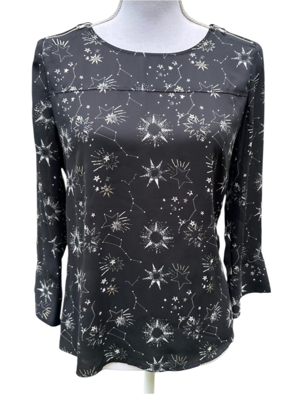 Maurices / Black Celestial Tunic Top with Zippers / XS / Y2K Whimsigoth Fairy
